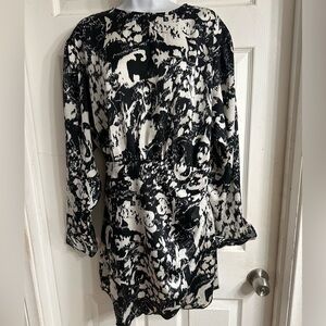 Nasty Gal Black and White Long Sleeve Dress